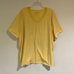 Catherines Suprema Yellow Striped Short Sleeve Shirt, Women’s Size 4X (30/32)